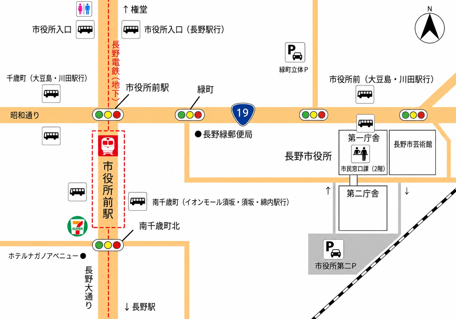 市役所前駅、市役所入口
